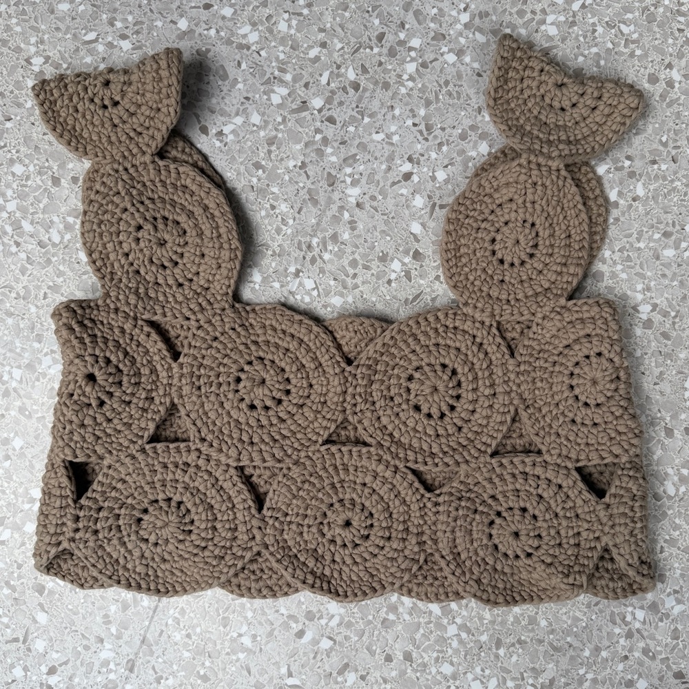 Handcrafted Crochet Brown Crop Top Small Knit